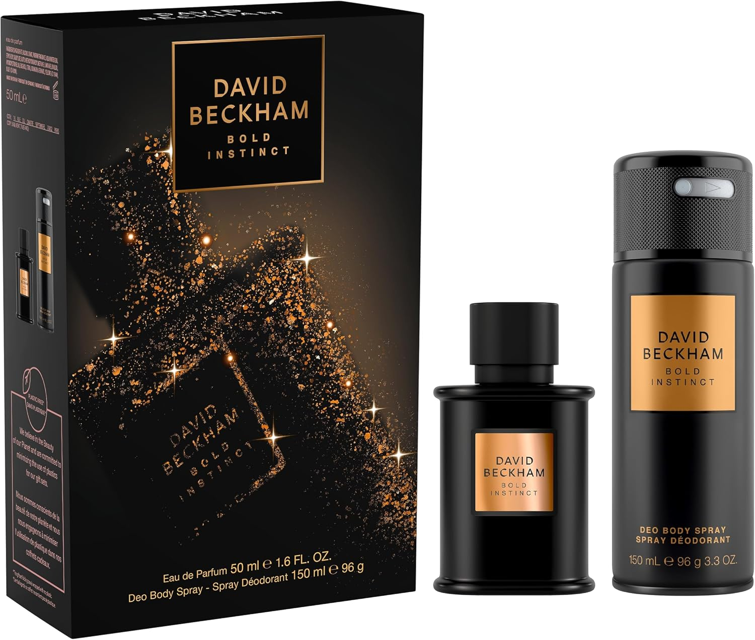 David Beckham Bold Instinct Eau De Parfum and Deo Body Spray Gift Set for Men, Woody Aromatic Fragrance, 50Ml, 150Ml