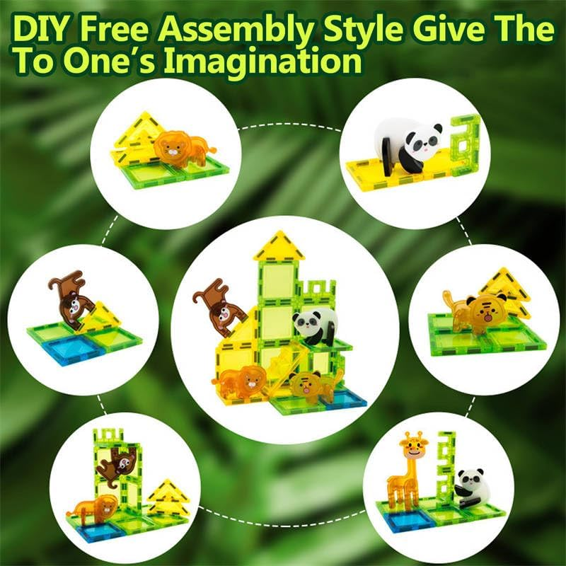 Magnetic Tiles Forest Animals Magnetic Building Blocks Set for Kids Educational STEM Toys Construction Set for Girl Boy Birthday Gifts Toddler Ages 3 4 5 6 7 8 image number 3