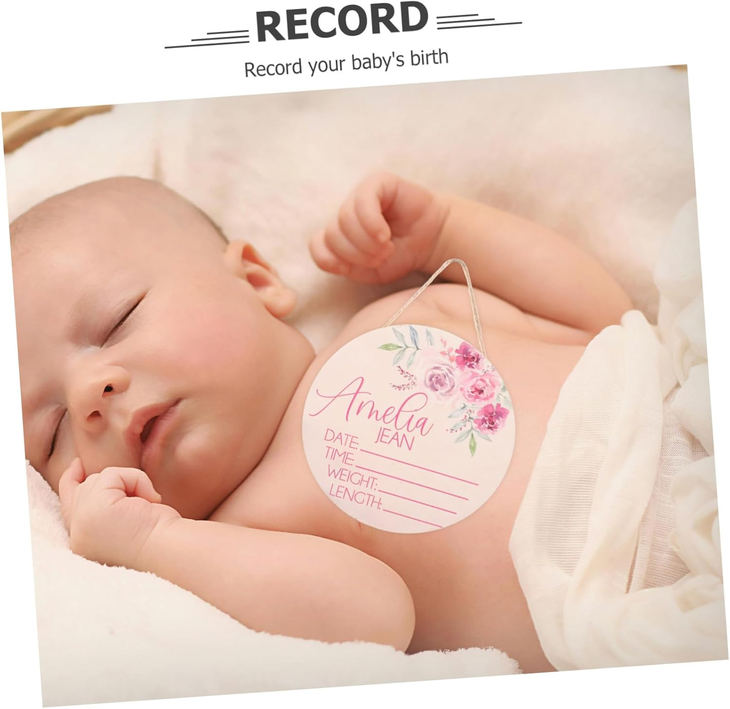 2Pcs Wooden Name Sign for Newborn Announcement Birth Photo Prop Nursery Decor Shower and Hospital Use image number 2