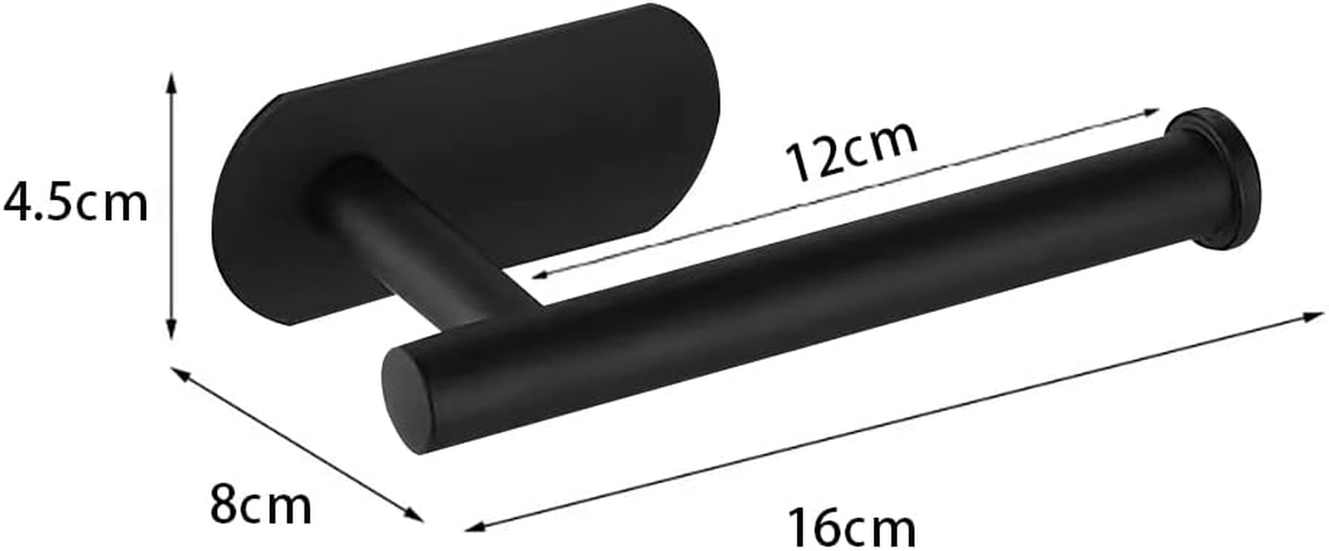 Self Adhesive Toilet Paper Roll Holder,Toilet Paper Holder for Bathroom Washroom Kitchen Stick on Wall Mount Matt Black 2 Pack