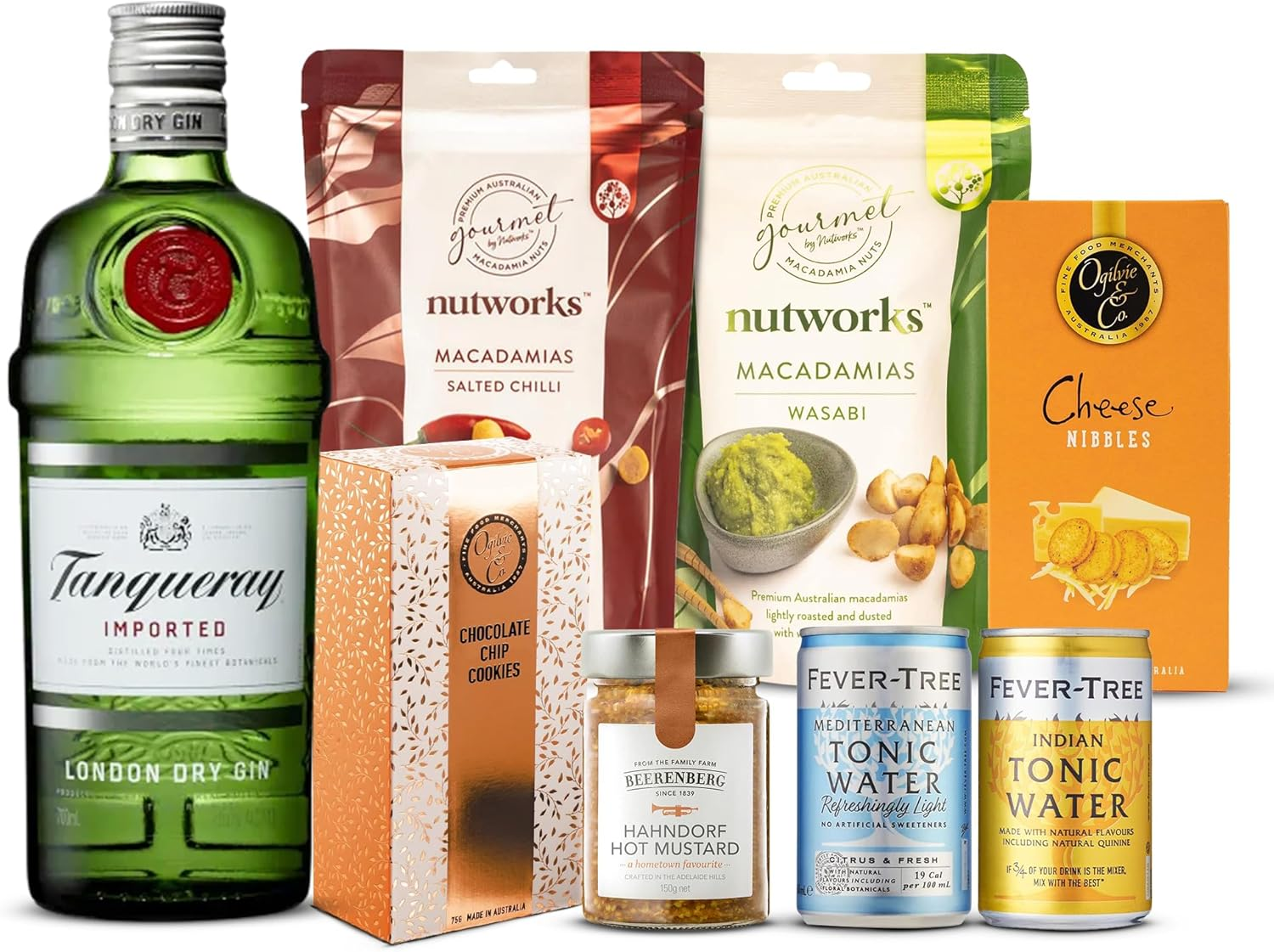 Luxury Gin and Gourmet Snack Hamper, Elegant Gift Hamper for Birthday or Thank You, Selection with Gin, Tonic, Nuts and Treats image number 2