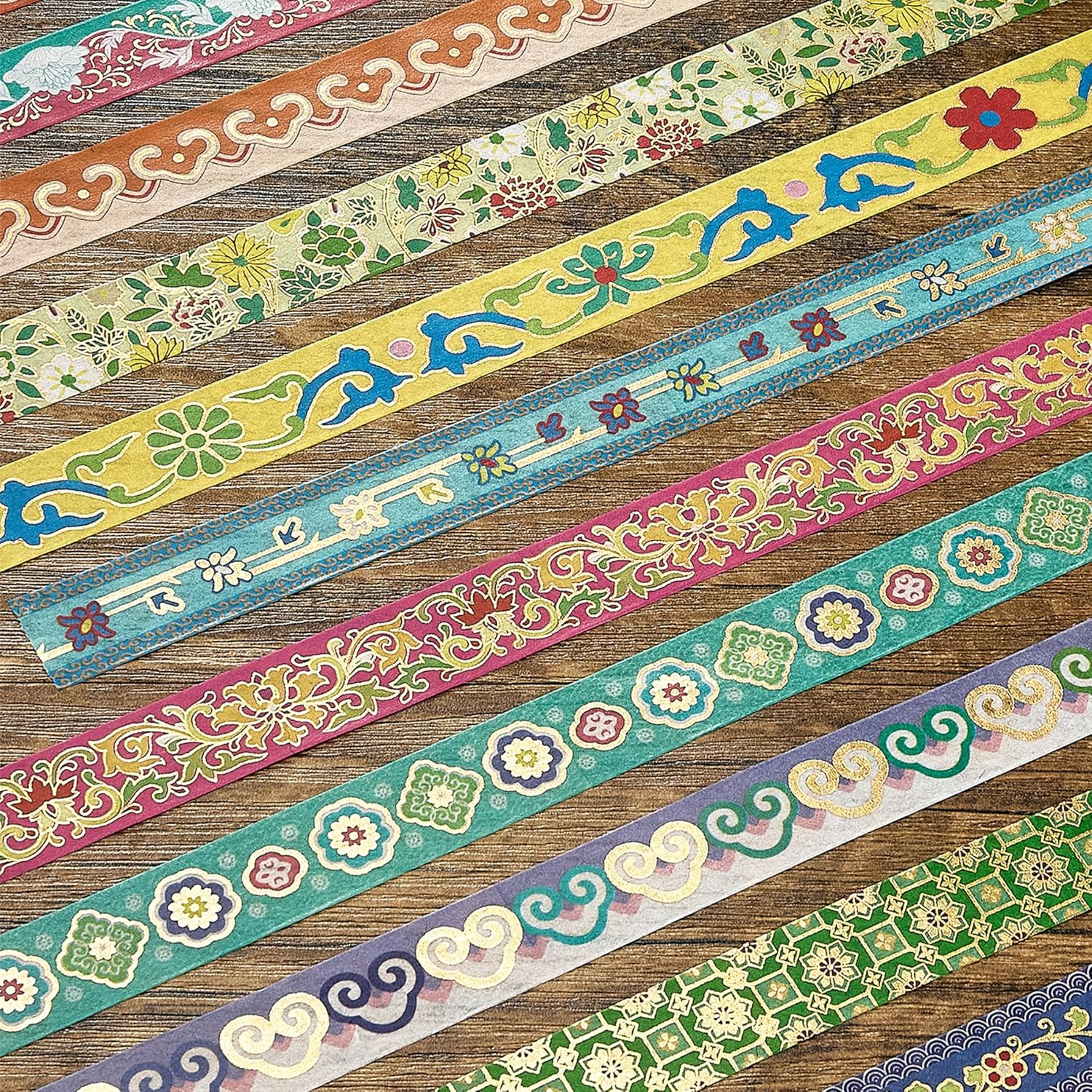 YUBBAEX 20 Rolls Chinoiserie Washi Tape Set Exotic Arts Masking Tape Gold Foil Floral Decorative for DIY Crafts, Bullet Journal Supplies, Planners, Scrapbook, Card/Gift Wrapping image number 3