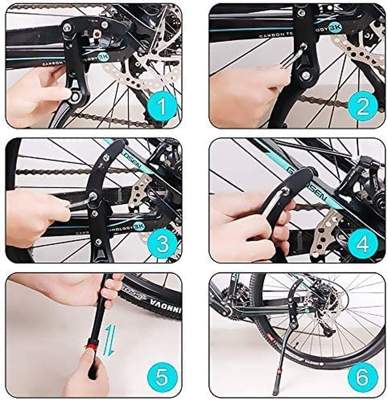 ACESPORT Bicycle Stand Side Stand Bicycle Universal Aluminium Alloy Bicycle Stand Height Adjustable for 24-29 Inch Mountain Bike, Road Bike, Bicycles and Folding Bike, with Non-Slip Rubber Stand image number 5