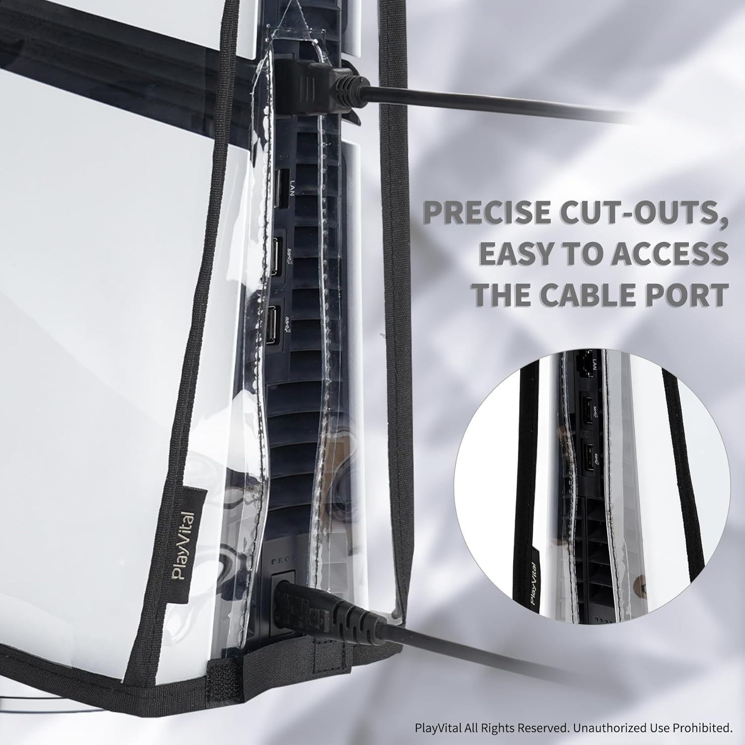 Playvital Vertical Dust Cover for Ps5 Pro Console Disc & Digital Edition, Dust Proof Protector Sleeve for Ps5 Pro Accessories, Waterproof, Transparent image number 3