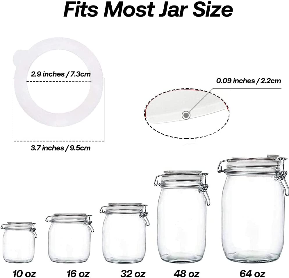 Silicone Replacement Gasket, Airtight Rubber Seals Rings for Mason Jar Lids, Leak-Proof Canning Silicone Fitting Seals for Glass Clip Top Jars (White, 10Pcs) image number 6