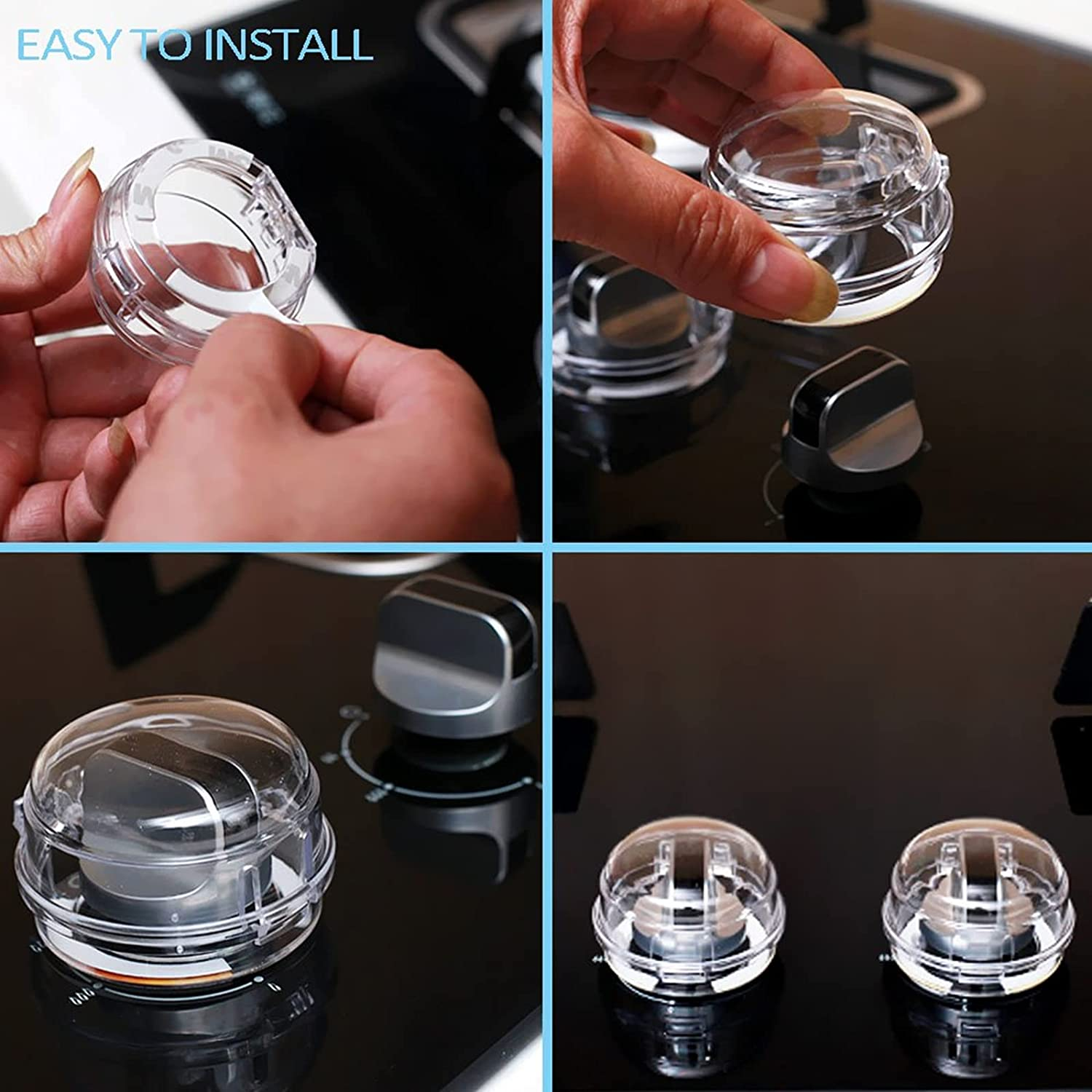 6 PCS Stove Knob Covers, Oven Knob Lock Security Knob Cover Guards Cooker Switch Protective Cover for Baby Toddler Child Kitchen Safety image number 4