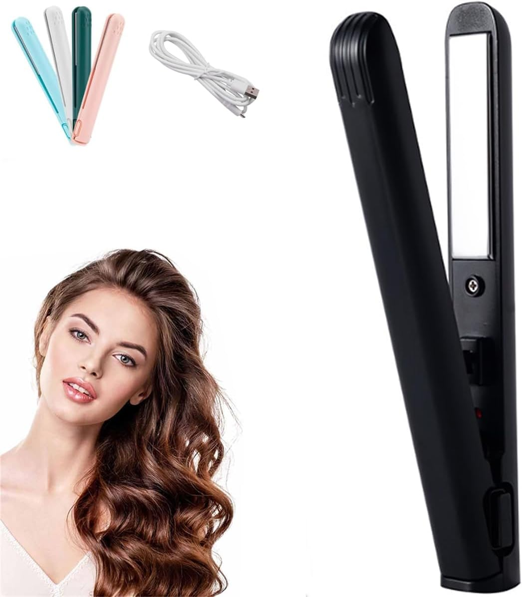 Mini Dual Purpose Curling Iron, 2025 Upgrade Mini Curling Wand and Flat Iron, Curling Iron Hair Straightener Curling Iron, Portable Travel Curling Wand for Short and All Hair Types (Pink)