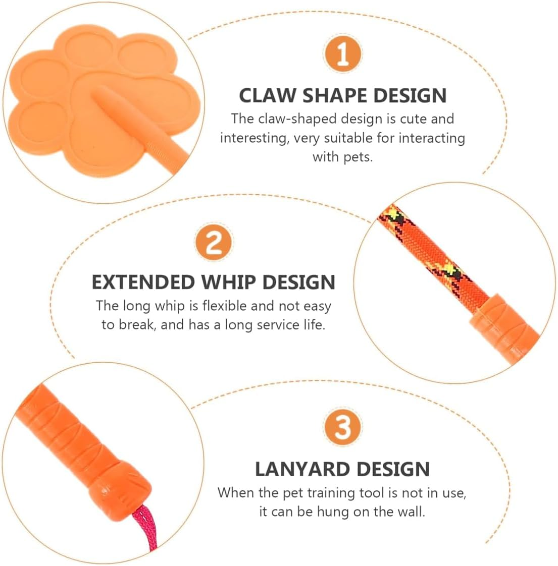 AIMALL 2PCS Flexible Dog Training Stick, Rubber Claw-Shaped Tip, Durable Interactive Pet Training Device, 16.53In Length, Available in Orange, Pink, and Green image number 1