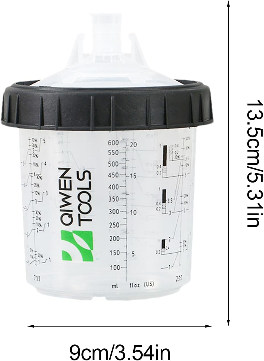 Disposables Paint Spray Guns Cups, Spray Paint System Mixing Kit for LVLP Sprays Guns, Includes 50 Inner Cups, 50 Lids, 20 Stoppers, 1 Outer Cup, 1 Black Fixing Ring image number 2