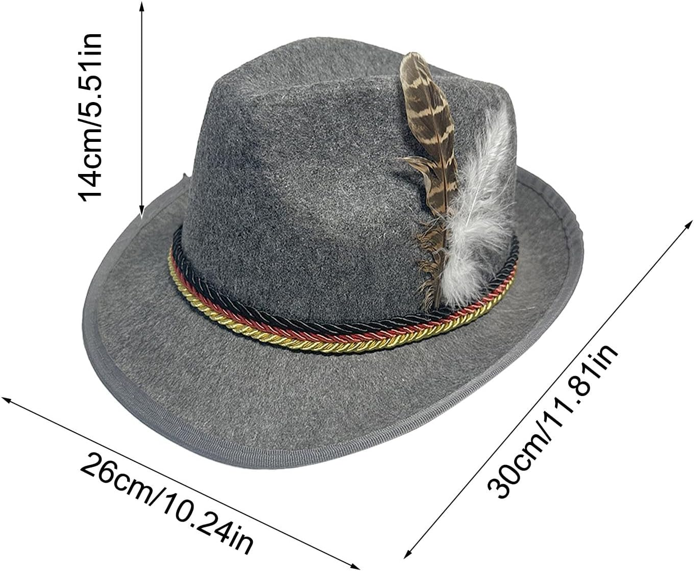 Alpine Hat - 1Set Fedora Oktoberfest Hat with Headscarf, Eyeglasses,Non-Woven German Hunter Hat, Adult German Alpine Bavarian Hat for Adults Cosplay - Green image number 6