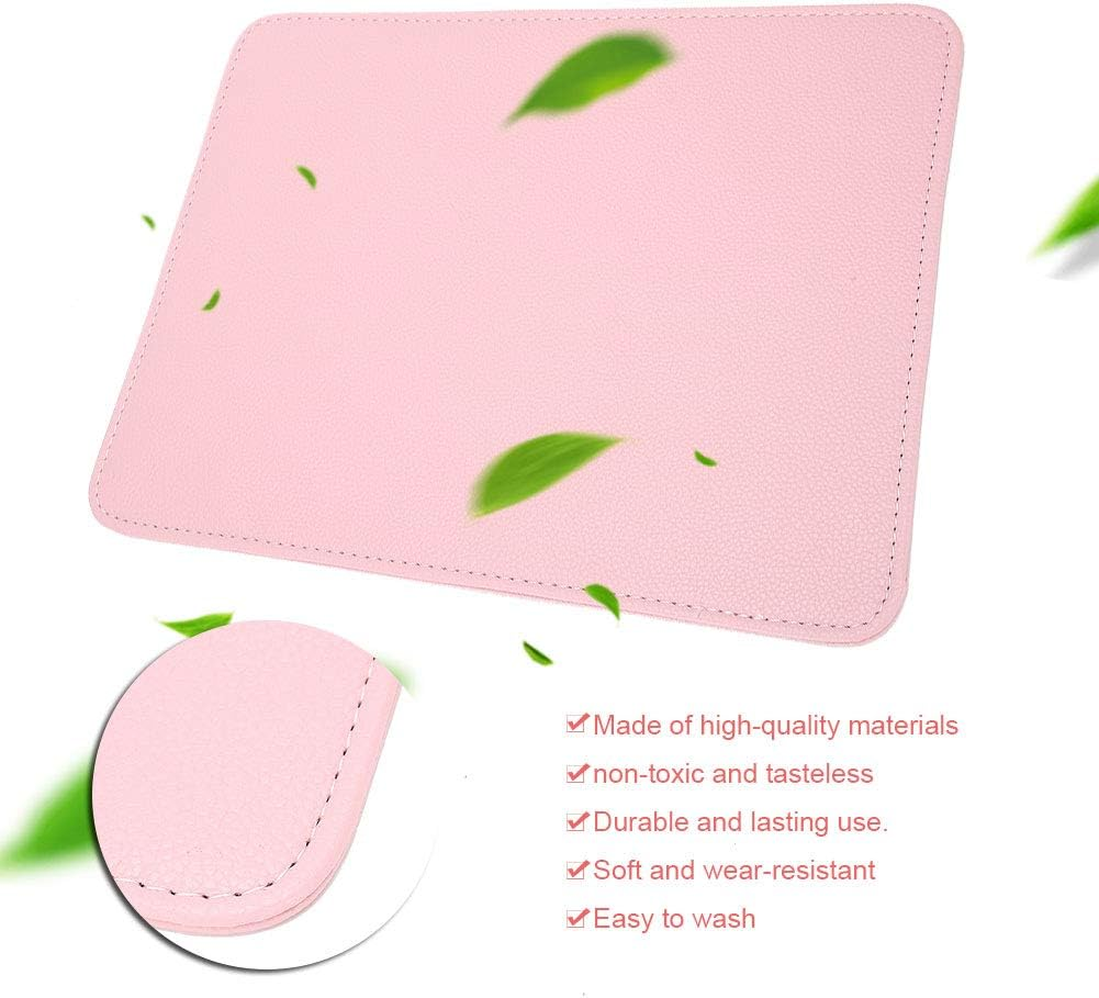 Washable Nail Art Table Mat, Foldable Nail Art Hand Pillow, Manicure Desk Mat, Soft PU Leather Manicure Arm Rest Cushion, for Nail Art Salon Home(Pink)