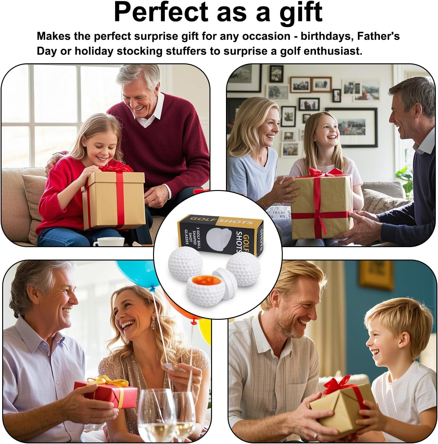 Lasuroa 3Pcs 1.7Oz Golf Ball Shot Glasses with Lids, Plastic Golf Ball Shaped Shot Glass Small Juice Whiskey Drinking Cups Party Decor for Men Golfers Birthday Festival Novelty Gifts (White) image number 1