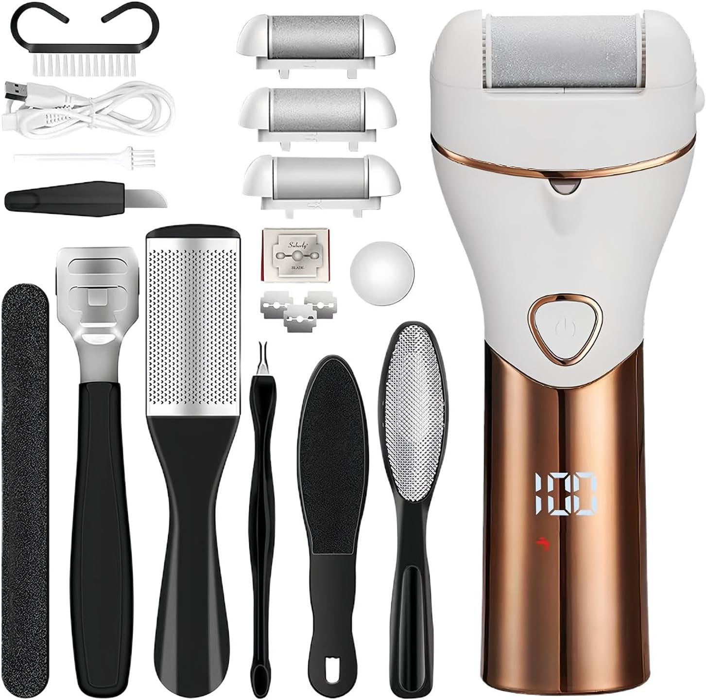 Foot File Callus Remover | Rechargeable Foot Scrubber Dead Skin Remover,Calloused Feet Remover Tool, Foot Care Kit for Thick Calluses, Rough Skin, Cracked Dry Skin image number 5