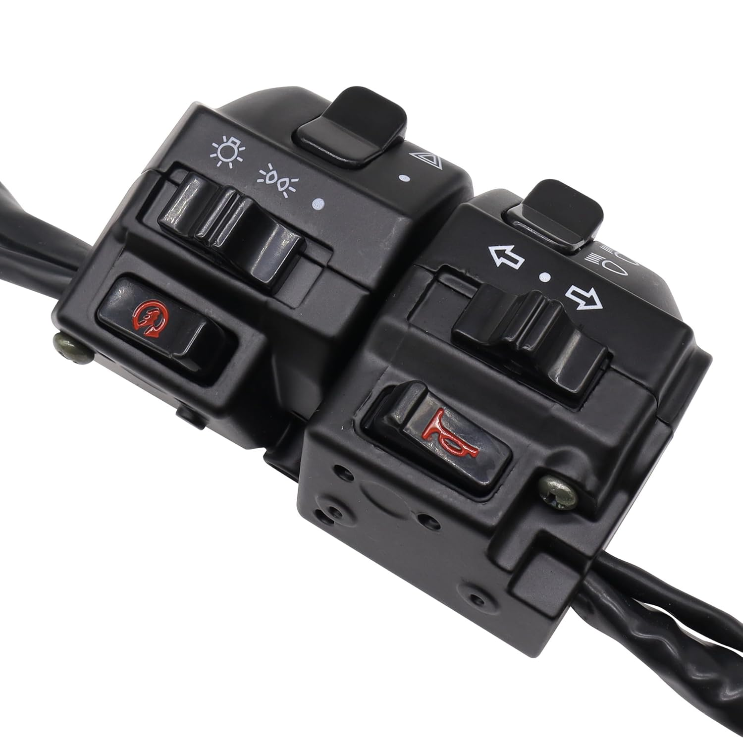 Hisport Black Universal Aluminum 7/8" 22MM Motorcycle Switch Handlebar Motorbike Horn Turn Signal Headlight Control Buttons image number 6