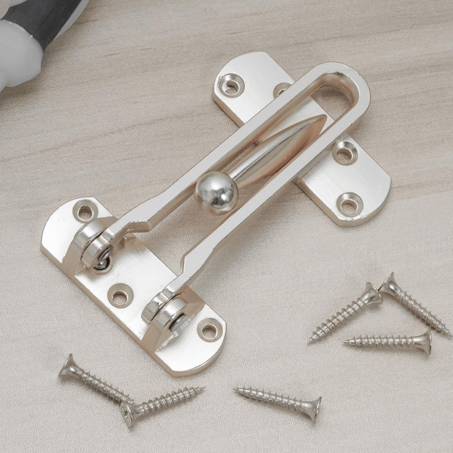 Fsfsdg 2 Pack Latch Guard Clasp Front Door Locks Home Security Door Lock for Swing-In Doors, Hotel Door Latches image number 5