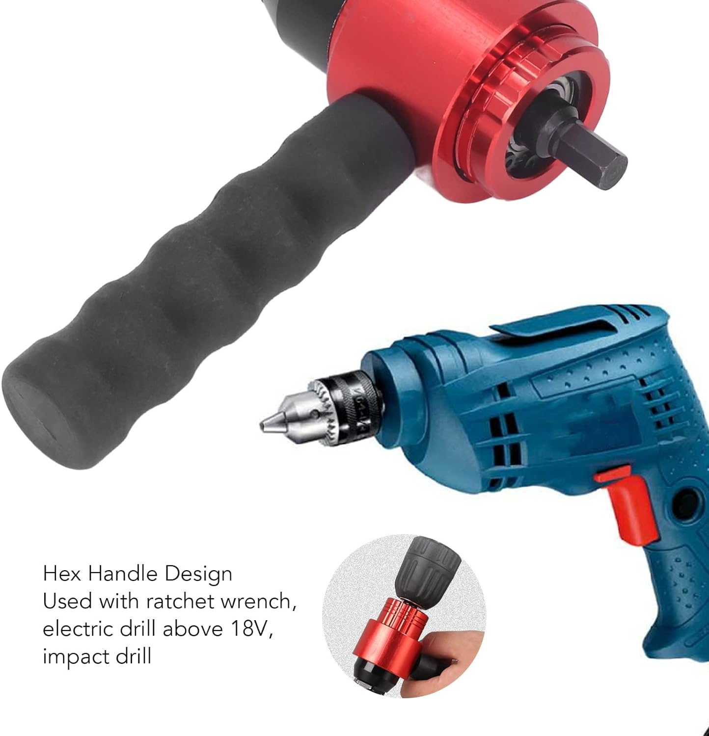 Nut Gun Adapter, 5 Nuts Rivet Gun Adapter Kit with Storage Box, Manual Automatic Nut Gun Adapter Rivet Nut Drill Adapter Kit, Type Riveting Insert Nut Hand Tool image number 3