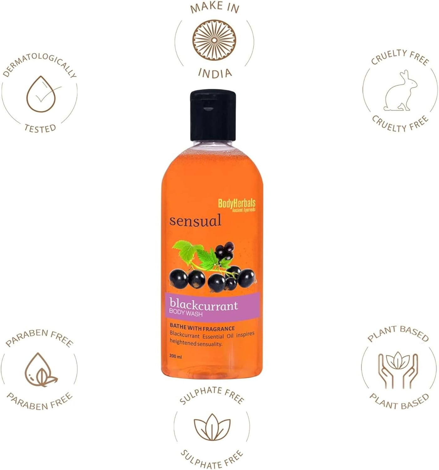 Bodyherbals Sensual, Blackcurrant Body Wash with Skin Conditioners (200Ml) Beauty, Bath & Shower, Soaps & Body Washes, Body Wash Gels image number 5