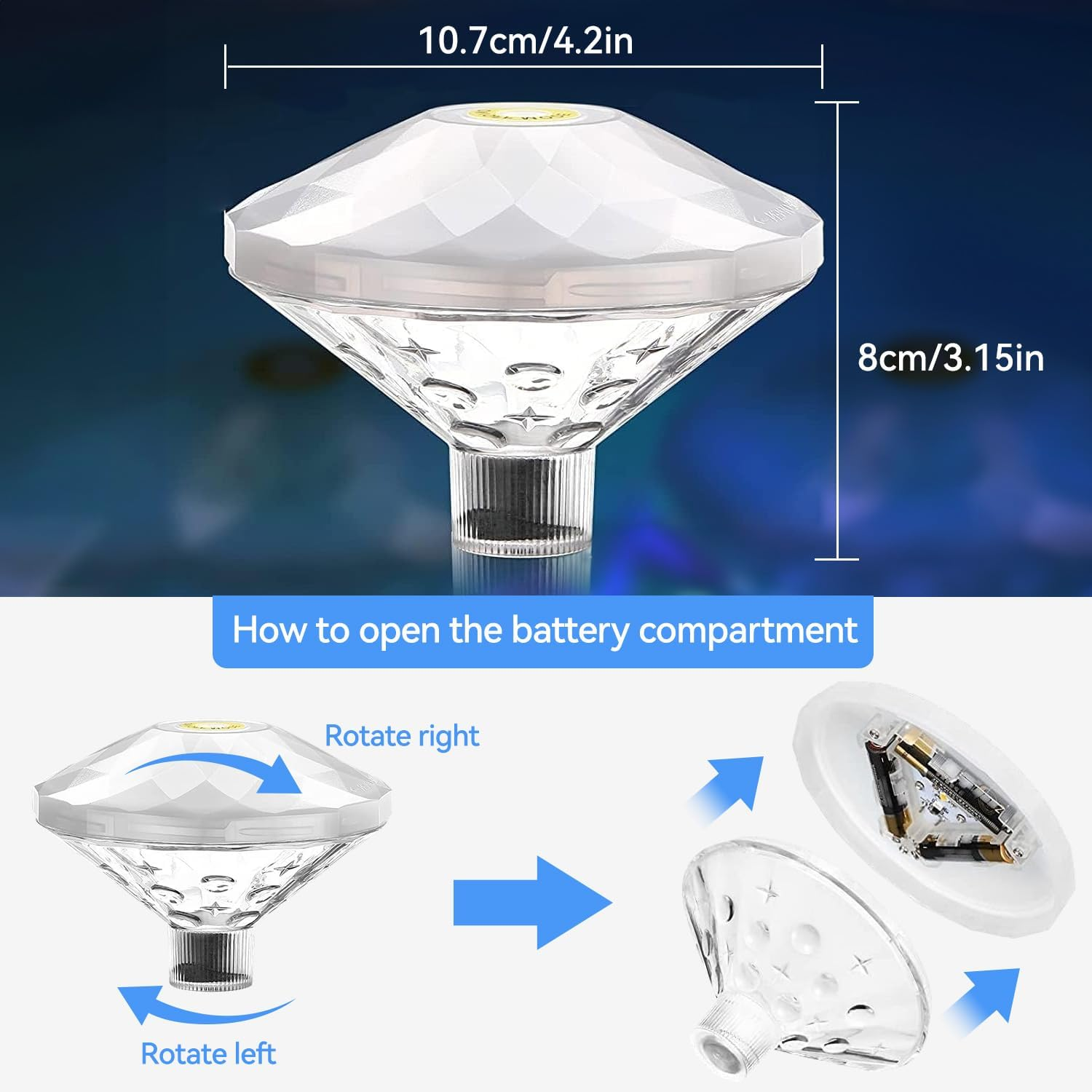 4 Pack Pool Lights Floating RGB Color Changing Battery Powered Swimming Pool Lights IP67 Waterproof LED Pool Accessories 8 Lighting Modes for Outdoor Pool Party Pond Decor image number 4