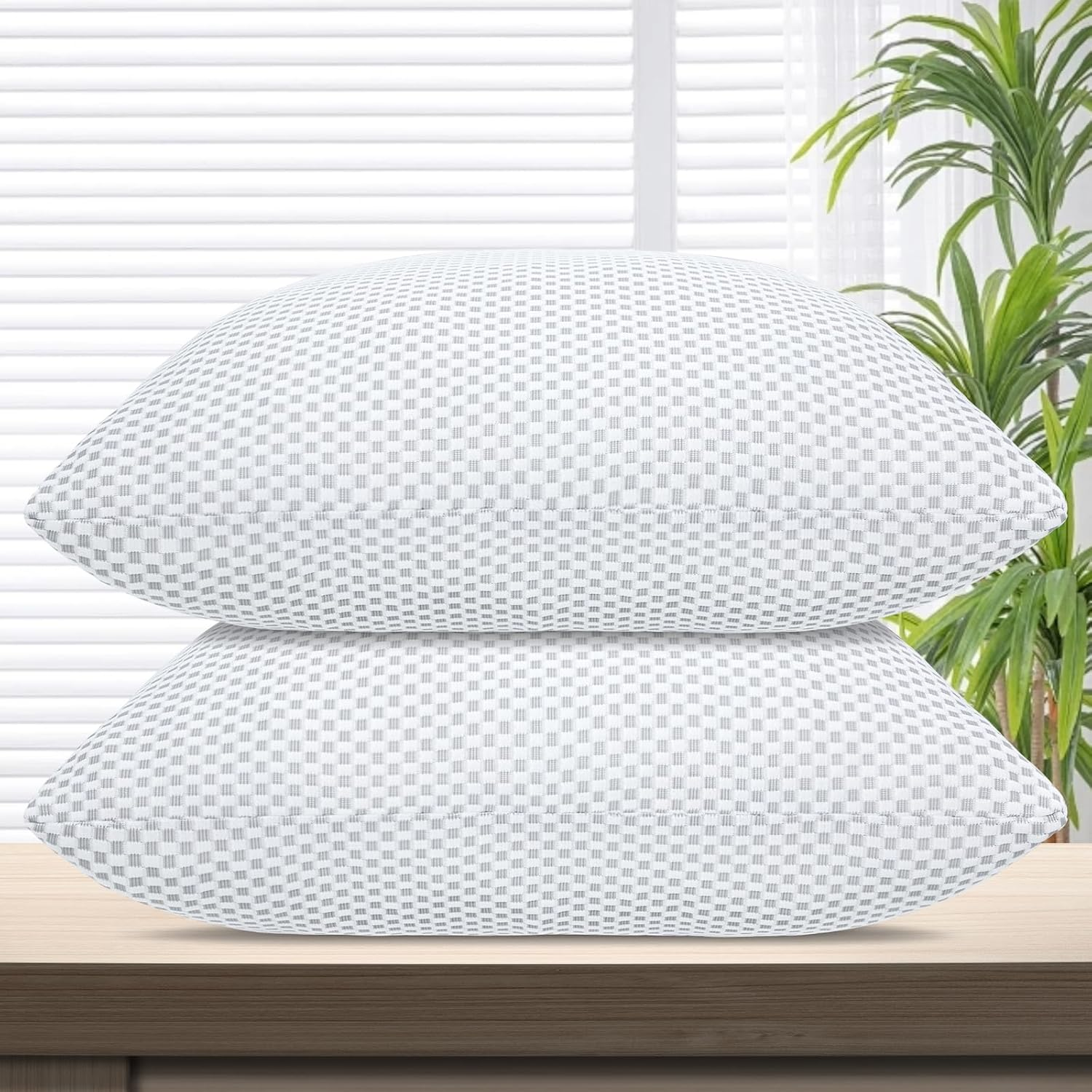 Shredded Memory Foam Pillow with Washable Removable Pillowcase,Queen Size Bed Pillow for Sleeping,Suitable for Stomach,Back and Side Sleepers. image number 1