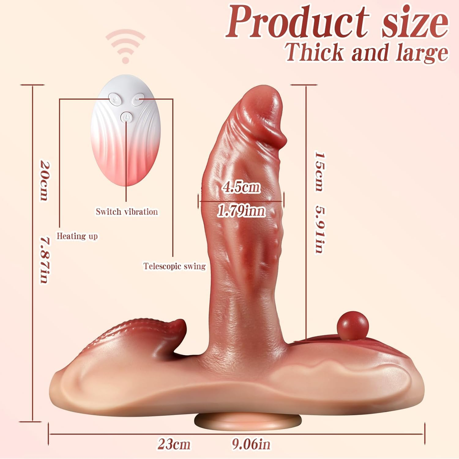 New Adult Sex Toys-Sit and Ride Clit Anal G Spot Vibrator with 9+9 Vibrating Modes APP Remote Control Vibrator Adult Toys for Women Men Couples Game (Skin) image number 4