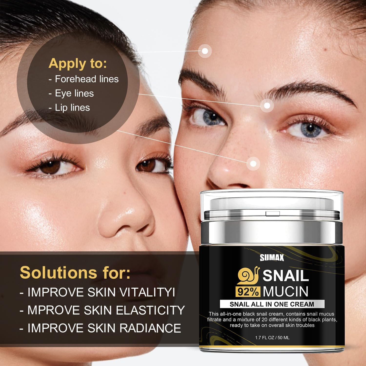 92% Snail Mucin Filtrate Essence - 50Ml Korean Face Cream for Hydration, Skin Repair & Pore Care, for All Skin Types image number 4