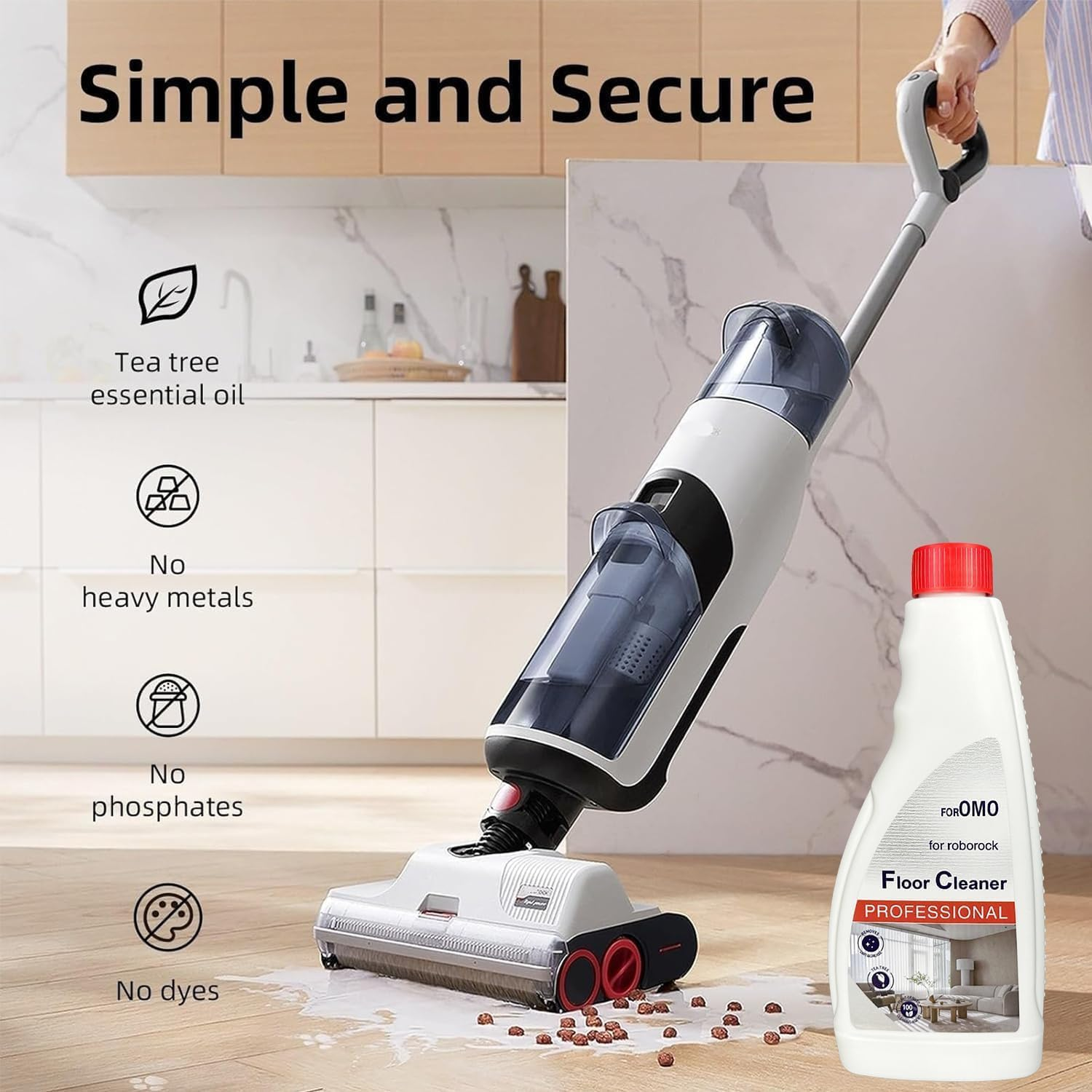 Floor Cleaning Liquid, Floor Cleaner for Hardwood and Tile Floors, Compatible with Mopping and Wet/Dry Robot Vacuum Cleaners, Suitable for All Machines