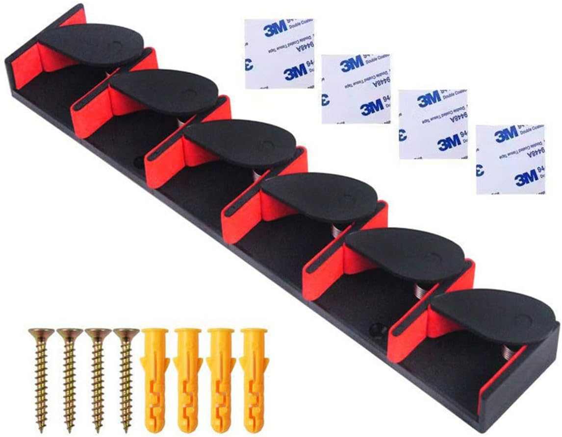 AIMALL Fishing Rod Rack, Holds 6 Rods, Snap - Design Spring Clips, 12.4&times;2.5&times;1.8In, Vertical/Horizontal Mount, Plastic Bracket for Tackle Storage