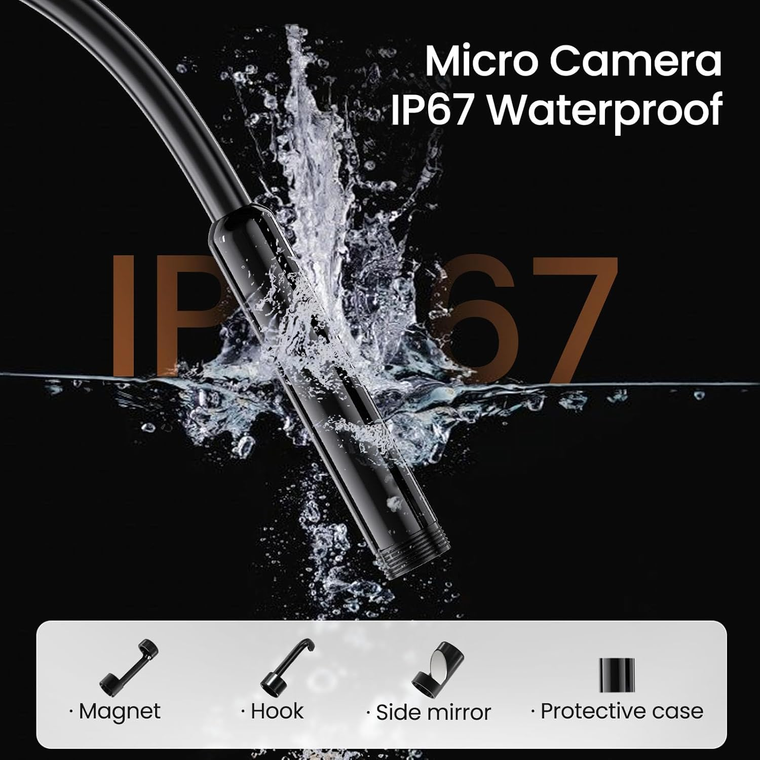 Endoscope Camera with Light,1920P HD Borescope Tools with 8 Adjustable LED Lights, Endoscope with Semi-Rigid Snake Camera, Inspection Borescope for Ios and Android image number 4