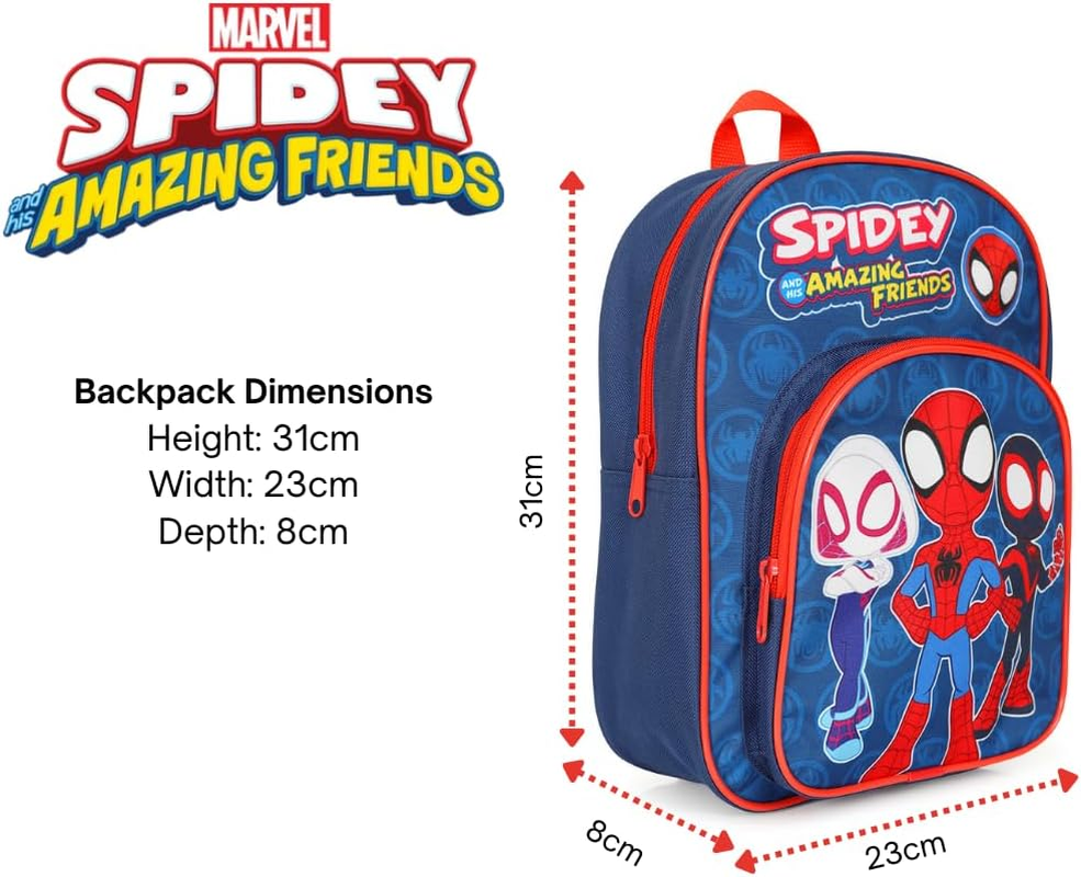Spidey and His Amazing Friends Kids Backpack Spiderman Rucksack Boys Girls School Bag, Red, One Size image number 4