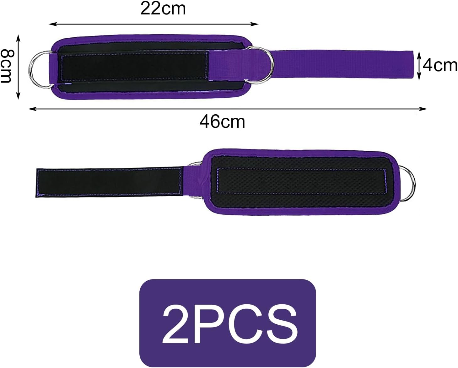 Icovalescent Pack of 2 Foot Straps Cable Pull, Weight Cuffs, Fit Grip Lifting Straps for Fitness, Gym, Workout, Cable Machines, Strength Training Equipment (Purple) image number 4