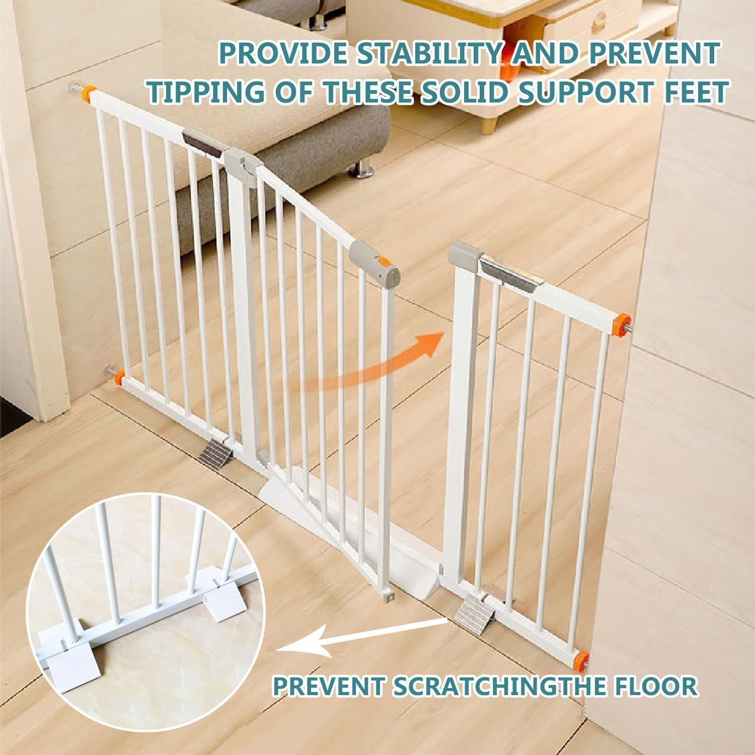 6 Pcs Support Feet for Pet Gate Isolation Fence Gate, Plastic Triangle Fence Reinforcement Fitting Free Standing Dog Gate Fence Panel for Configurable Wood Dog Gate Doggie Guardrail- (White) image number 1