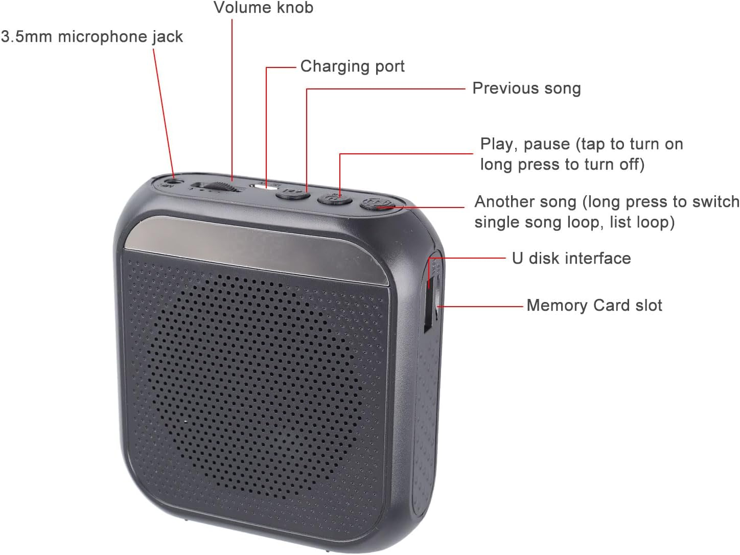 Bluetooth Voice Amplifier for Teachers with Headset Microphone Voice Amplifier for Teachers for Teachers with Headset Microphone & Referee Gear
