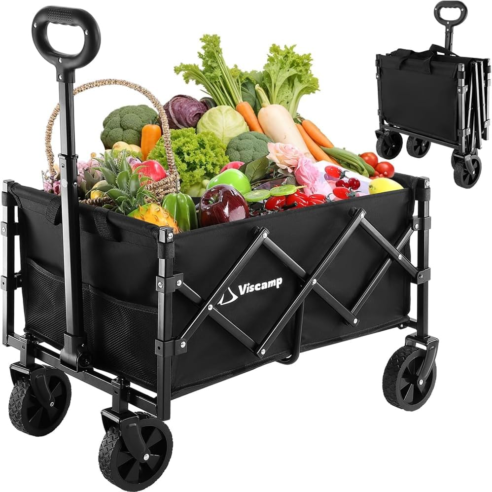 Collapsible Folding Wagon,Wagon Carts with Wheels Folding,Heavy Duty Foldable Utility Beach Wagon with Big Wheels,Utility Foldable Outdoor Garden Wagon Cart for Sports,Outdoor Portable Garden Cart image number 2