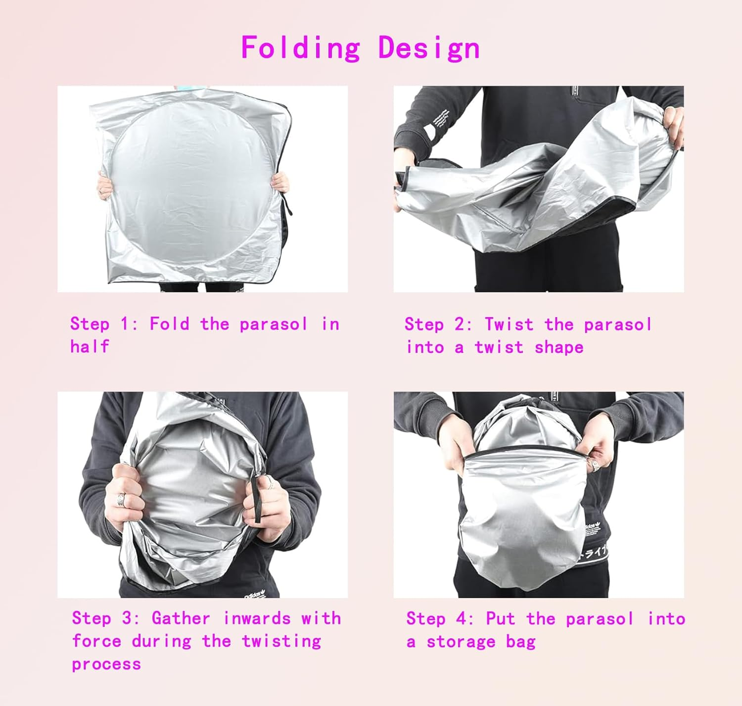 Foldable Car Windshield Sun Shade, 59 X 27.5 In, Silver - Block UV Rays, Protect Vehicle Interiors, Front Window Sun Shield with Storage Pouch image number 2