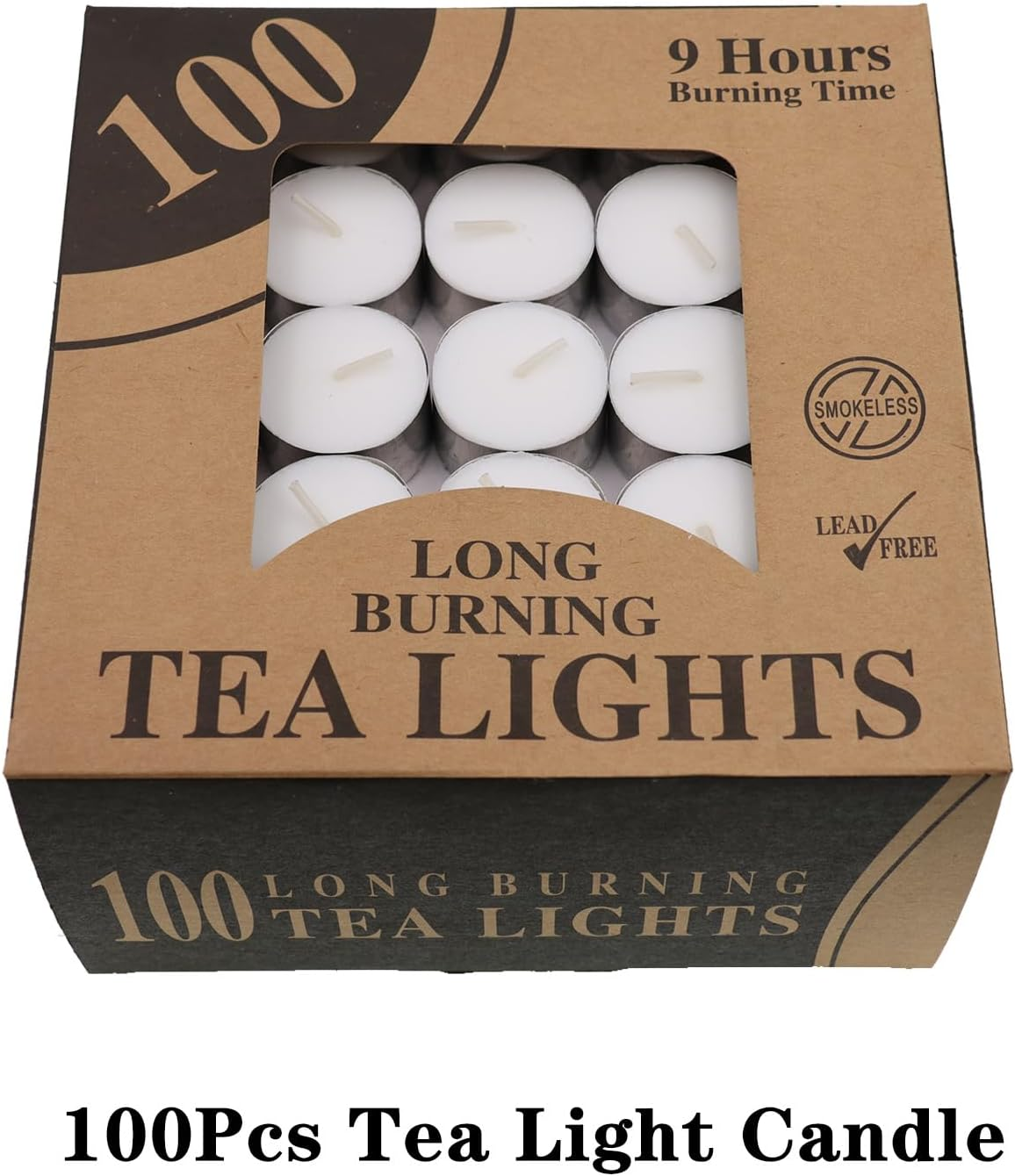 Tealight Candles Tea Light Candle 9 Hours Long Burning Smokeless Paraffin Tealights Unscented for Home D&eacute;cor Party Wedding (100) image number 3