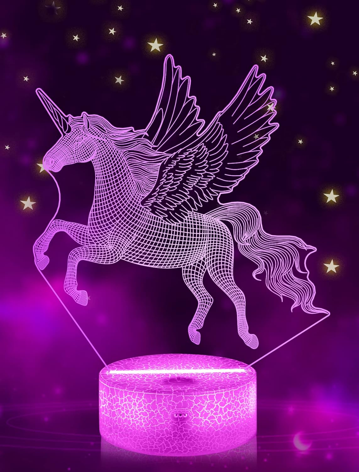 FULLOSUN Unicorn Night Light for Girl, Unicorn Girl Lamp 3D Illusion,16 Colors Changing Remote Control Nightlight, Fairy Room Decor Birthday Xmas Gift to Girl Kid Daughter image number 6