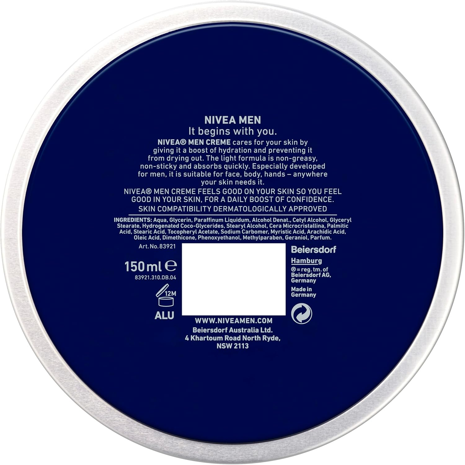 NIVEA MEN Creme Moisturiser 150Ml | for Face, Body and Hands | with Vitamin E | Relieves Dry Skin | Fast-Absorbing Formula | Moisturiser for Men | Suitable for All Skin Types image number 6