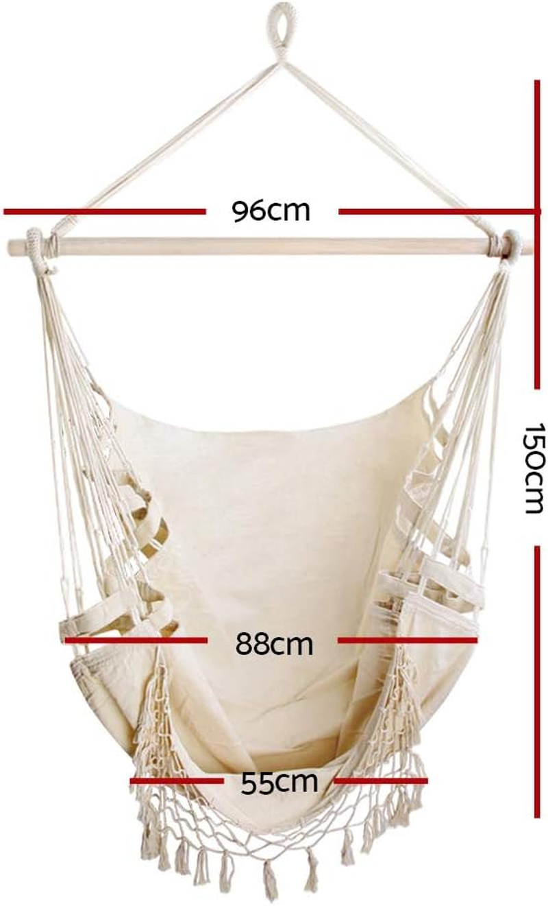 Gardeon Hammock, Single or Double Size Chair Portable Camping Swing Hanging Chairs Hammocks Patio Backyard Porch Outdoor Indoor Furniture, with Stand Firm Structure Cream