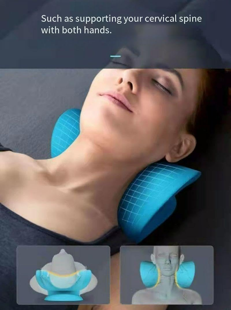 Neck Stretcher for Pain Relief, Neck and Shoulder Relaxer Cervical Traction Device Pillow for Muscle Relax and TMJ Pain Relief（Pink）