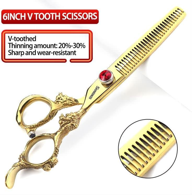 Gold 6/78/9 Inch Professional Haircut Scissors, Multifunctional Haircut Scissors Set (6 Inch 4 Pieces) image number 3