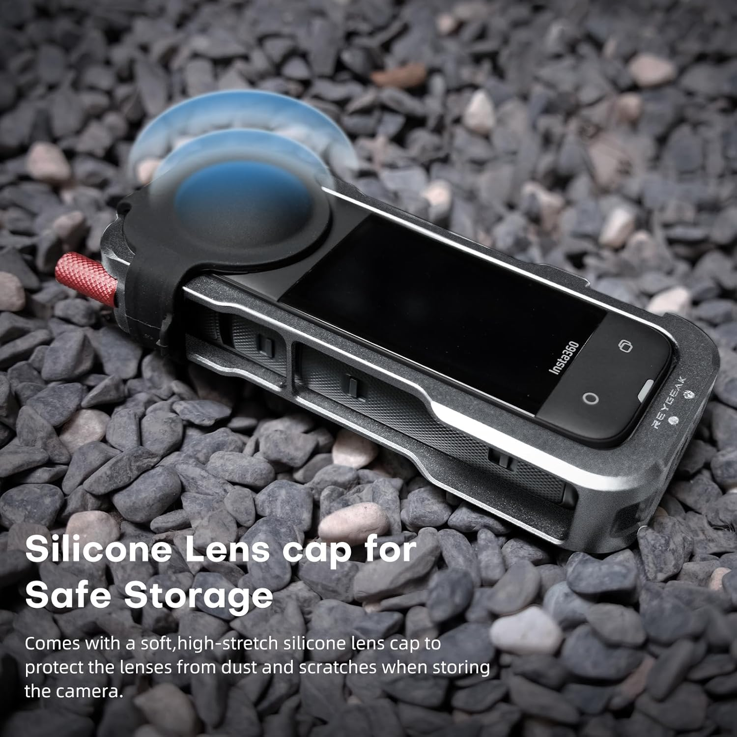 REYGEAK for Insta360 X4 Case, Aluminium Utility Frame for Insta360 X4,Protective Cage with Silicone Lens Cover,Cold Shoe Interface with 1/4" Threads Cold Shoe Mount Folding Fingers