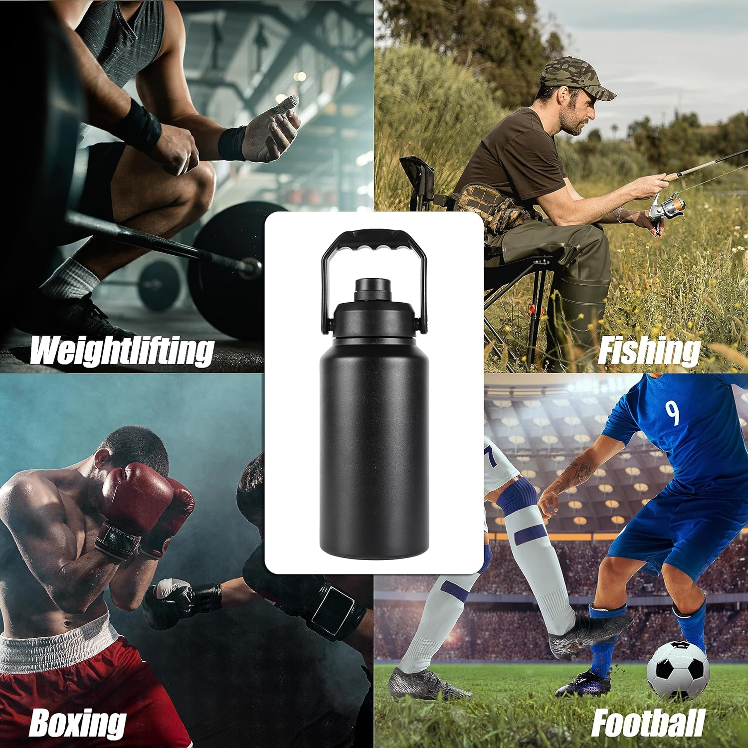 3L Insulated Water Bottle, Large 3 Litre Stainless Steel Water Bottle, Drink Bottle -Black- Double Wall Vacuum Insulated Bottles with Carry Handle - Keeps Drinks Hot or Cold for 12Hrs - for Gym, Camp image number 6