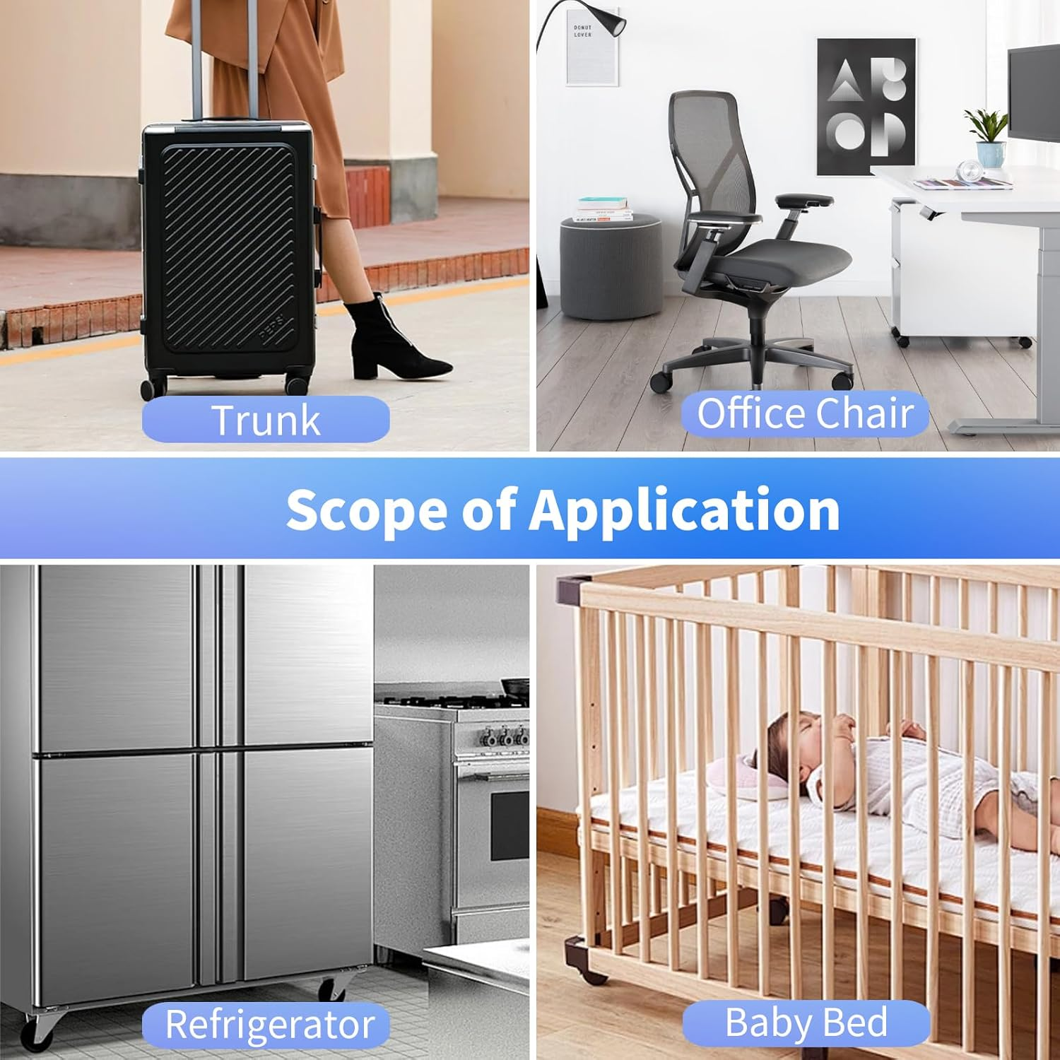 16 PCS Silent Luggage Wheel Protection Covers - Universal Anti-Scratch, Reduce Noise for Most 8-Spinner Wheels (Grey) image number 6