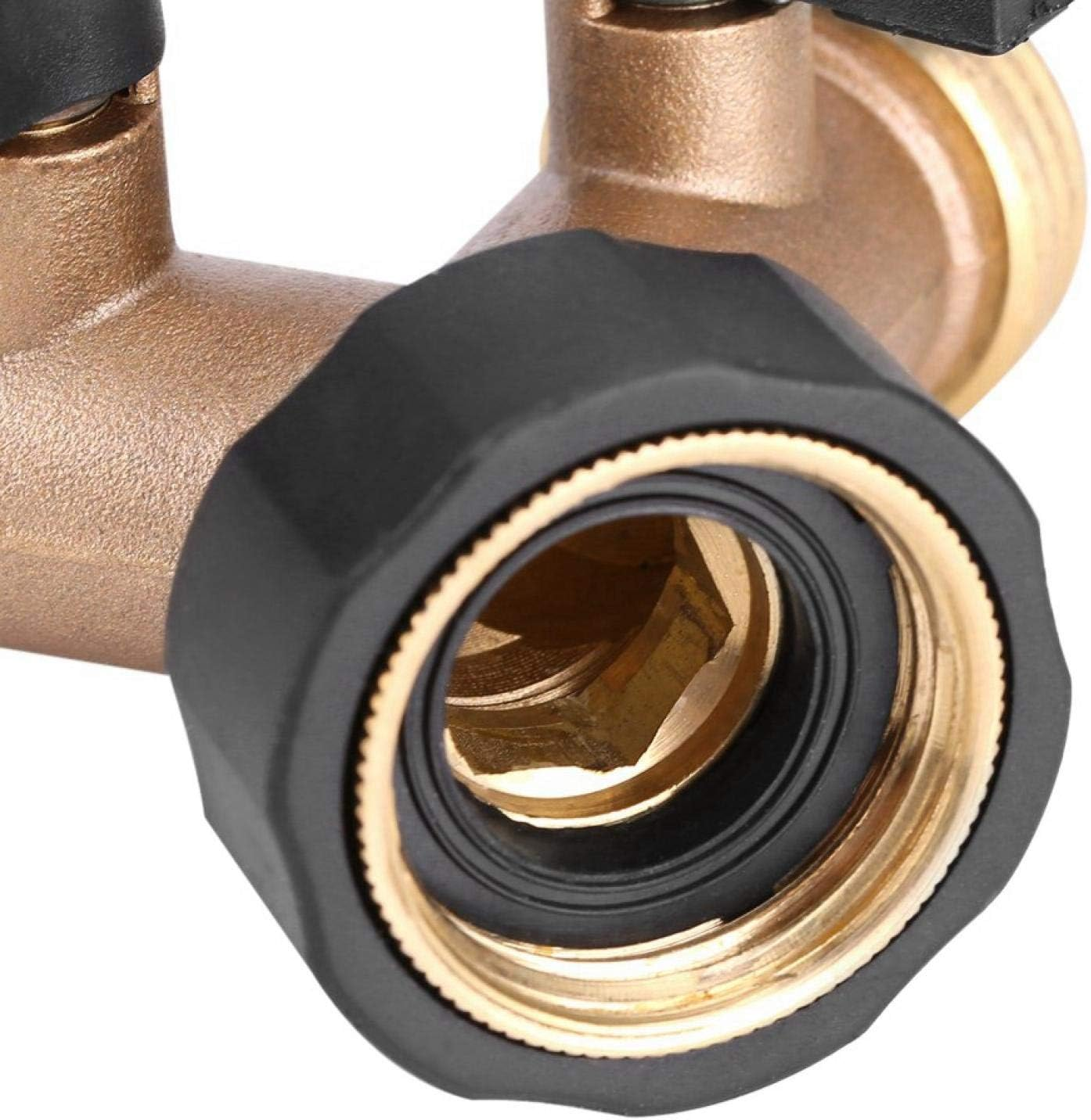 Garden Tap Adapter - 2 Way Solid Brass Splitter with Independent On/Off Valves, Hose Connector Y Shape for Home Irrigation (American Thread)