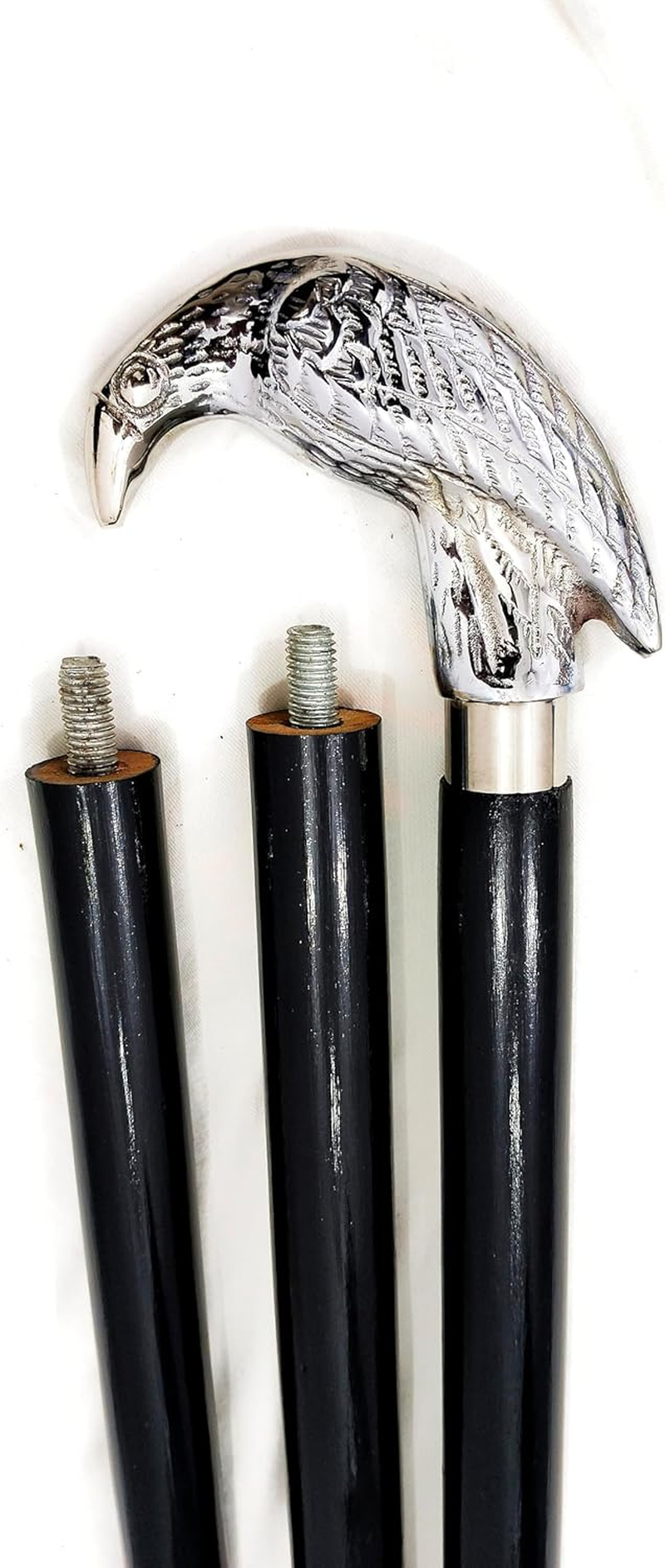 Generic Edgar Allen Poe'S Mystic Raven Gothic Walking Stick Swagger Cane, 38 Inch, Rosewood, Silver Nickel Plated Handle Black Cane Grandparents Unisex Gift (Raven) image number 5