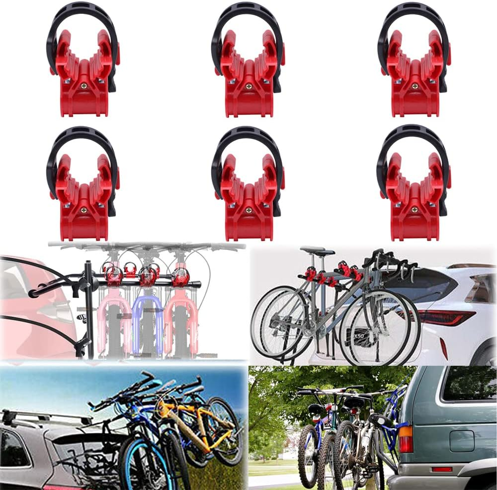 6Pcs/Set Bike Rack Hitch Mount Bicycle Car Bike Rack Strap Replacement Cradles Cargo Carrier Spare Hooks with Rubber Straps Car Racks Accessories 1-1/4"&2" Truck Hitch Red&Black image number 1