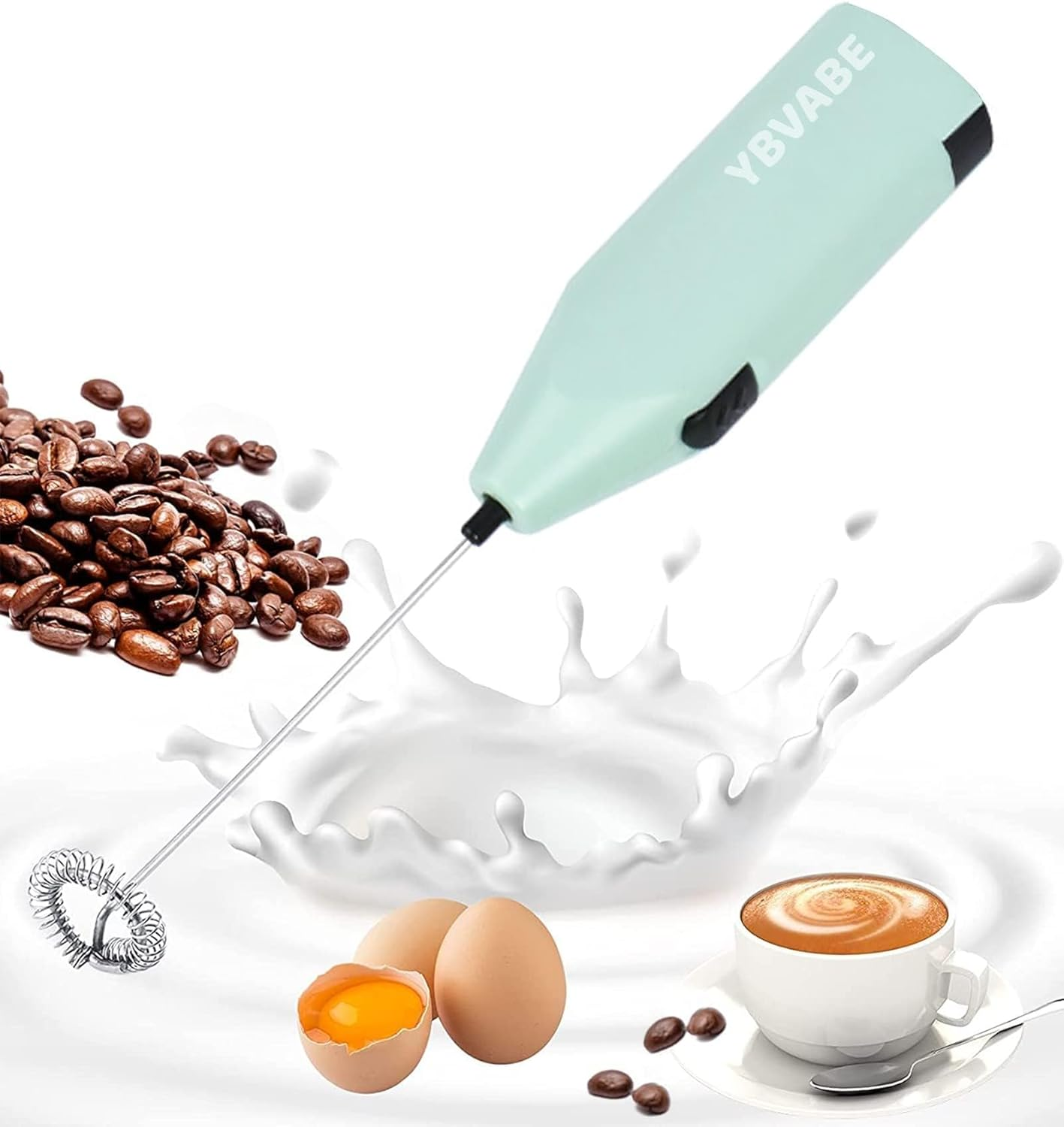 New Upgrade Milk Frother, Handheld Electric Foam Maker Whisk Drink Mixer for Coffee, Mini Foamer for Cappuccino, Frappe, Matcha - Coffee Frother, Battery Operated Mini Milk Foamer (Blue)