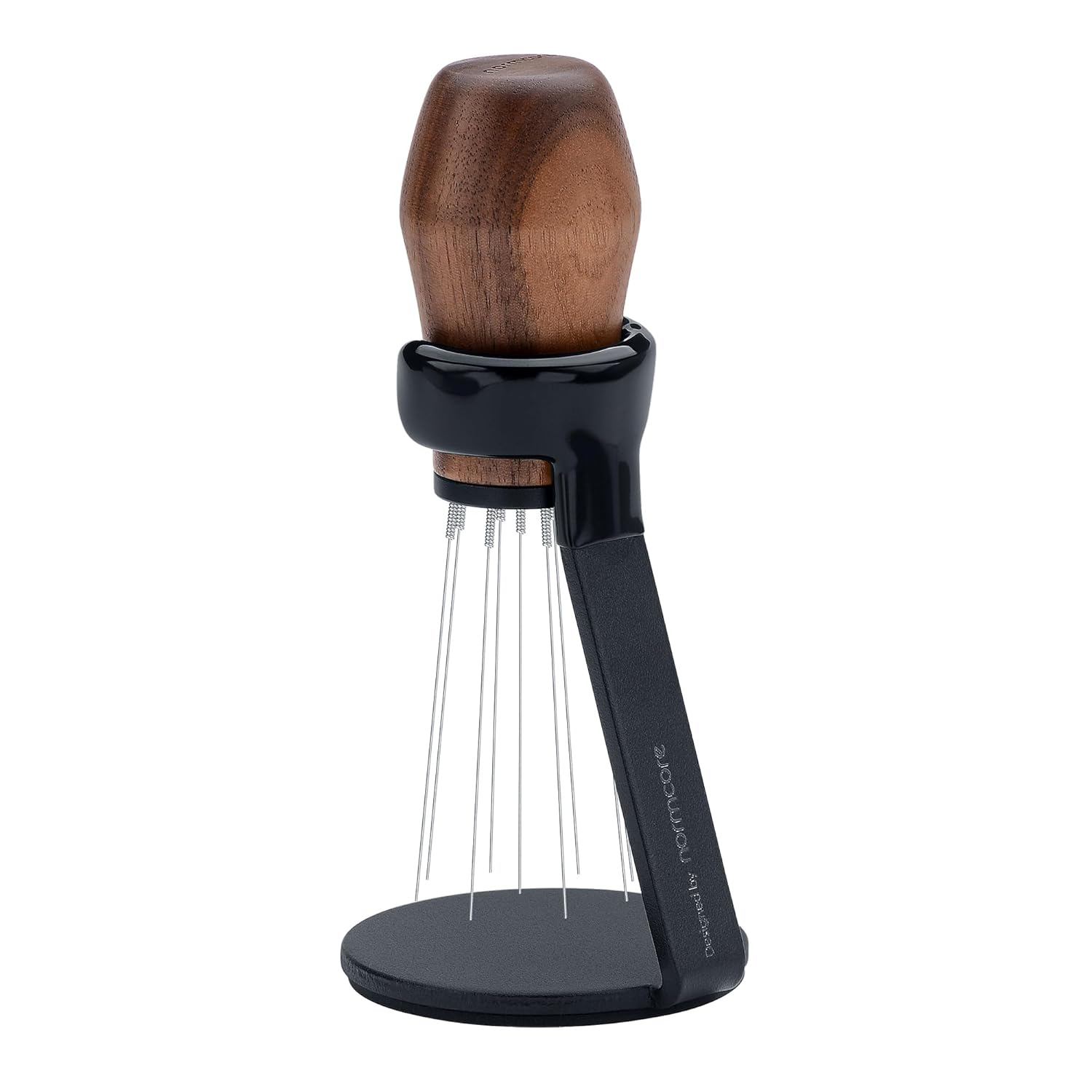 Normcore WDT Distribution Tool with Stand V3, Weiss Distribution Technique, 9 Prong Needle Espresso Stirrer, American Walnut Wood Handle - Bronze image number 2
