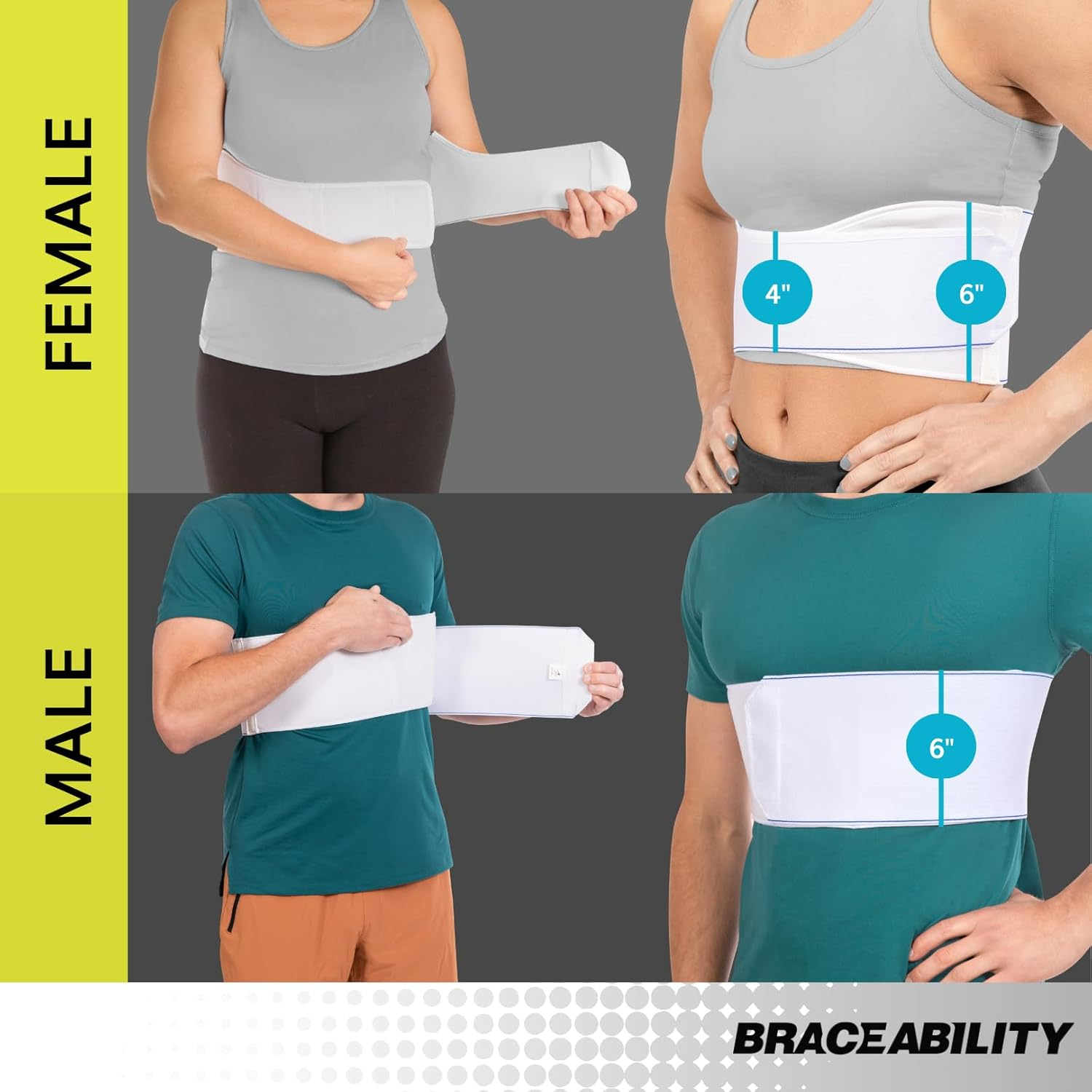 Braceability Rib Injury Binder Belt | Women'S Rib Cage Protector Wrap for Sore or Bruised Ribs Support, Sternum Injuries, Pulled Muscle Pain and Strain Treatment (Female - Fits 34&rdquo;-60&rdquo; Chest) image number 6