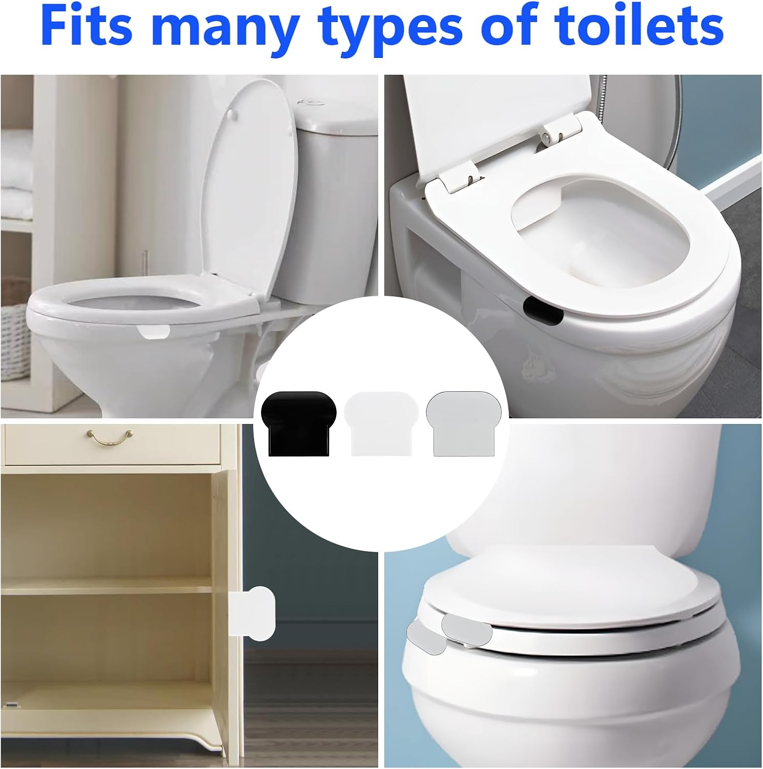 JINGIHE 9Pcs Toilet Lid Lifter, Toilet Seat Lid Handle Cover Lifter, Avoid Touching Bathroom Seat Lifter for Families Home, Hotel, Office, Restaurant and Bathroom Accessories(3 Colors)